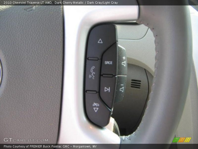 Dark Cherry Metallic / Dark Gray/Light Gray 2010 Chevrolet Traverse LT AWD