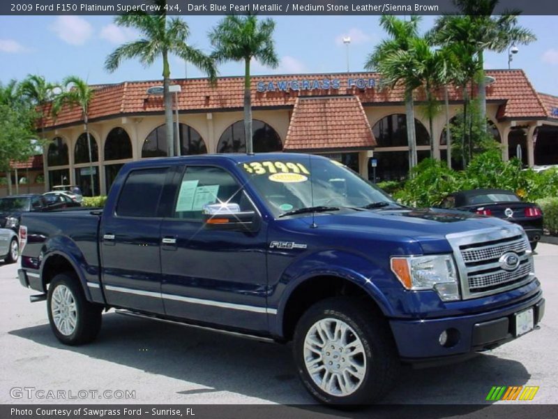 Dark Blue Pearl Metallic / Medium Stone Leather/Sienna Brown 2009 Ford F150 Platinum SuperCrew 4x4