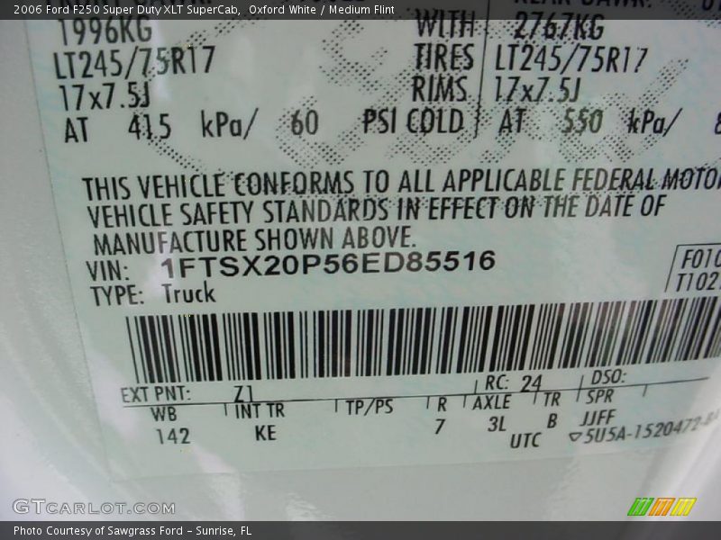 Oxford White / Medium Flint 2006 Ford F250 Super Duty XLT SuperCab
