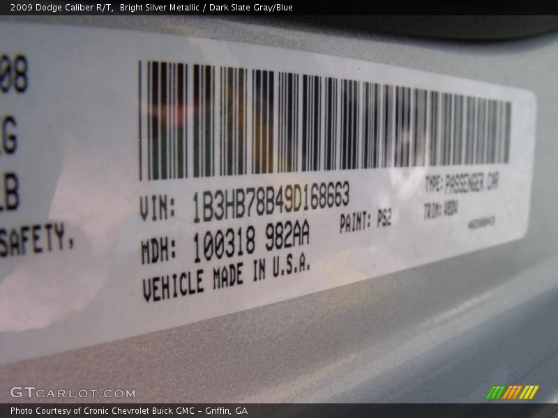 Bright Silver Metallic / Dark Slate Gray/Blue 2009 Dodge Caliber R/T