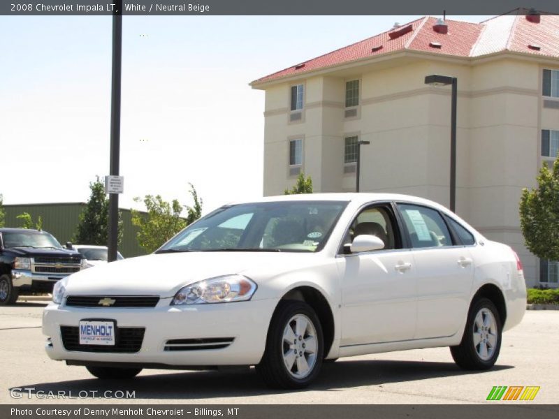 White / Neutral Beige 2008 Chevrolet Impala LT
