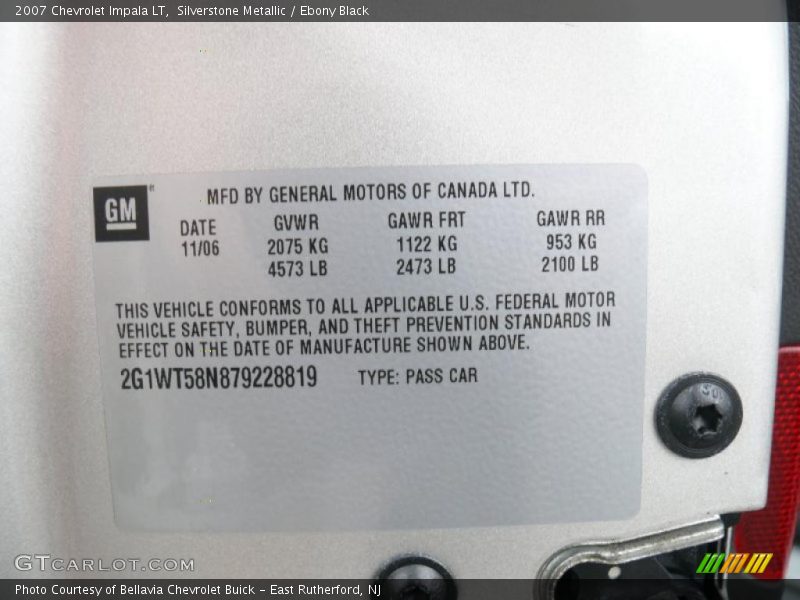 Silverstone Metallic / Ebony Black 2007 Chevrolet Impala LT