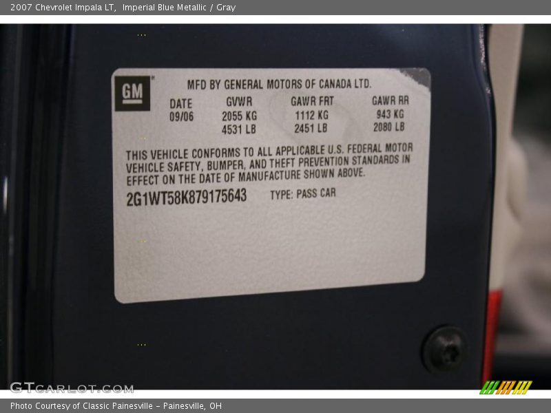 Imperial Blue Metallic / Gray 2007 Chevrolet Impala LT