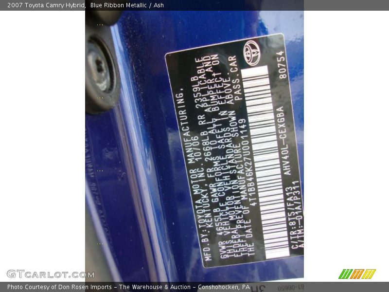 Blue Ribbon Metallic / Ash 2007 Toyota Camry Hybrid