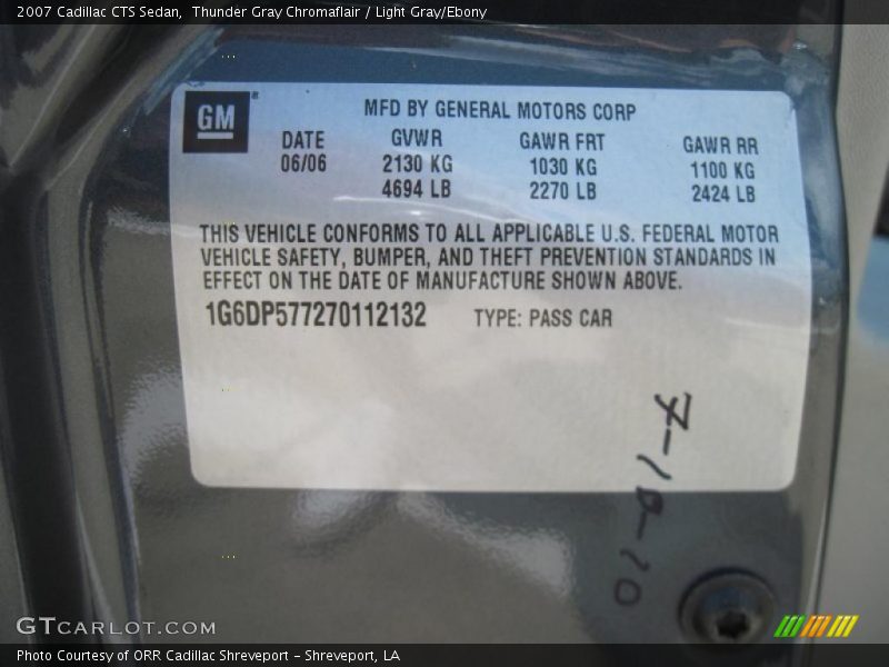Thunder Gray Chromaflair / Light Gray/Ebony 2007 Cadillac CTS Sedan