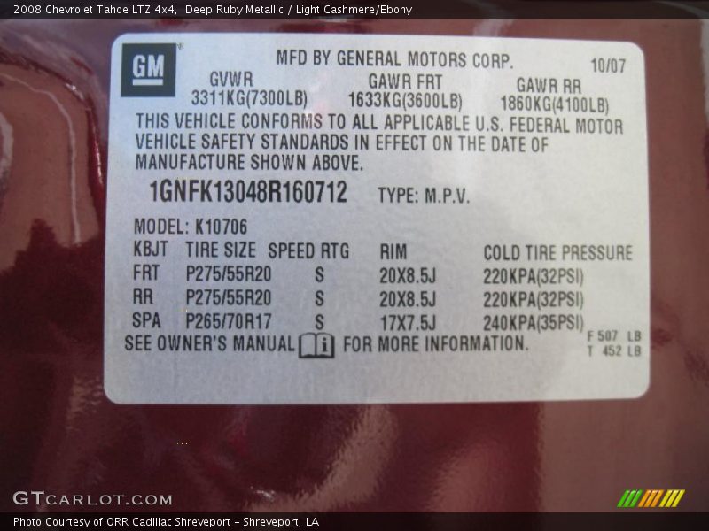 Deep Ruby Metallic / Light Cashmere/Ebony 2008 Chevrolet Tahoe LTZ 4x4