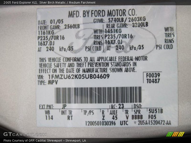 Silver Birch Metallic / Medium Parchment 2005 Ford Explorer XLS