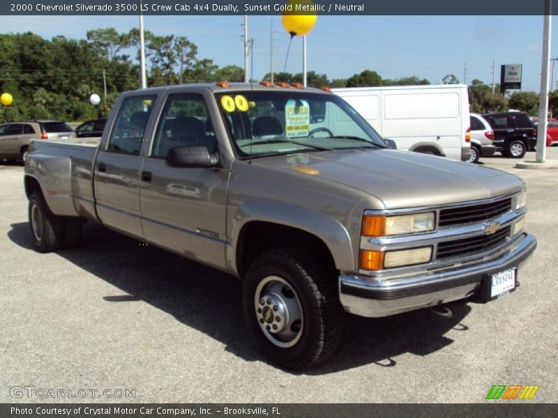 Sunset Gold Metallic / Neutral 2000 Chevrolet Silverado 3500 LS Crew Cab 4x4 Dually