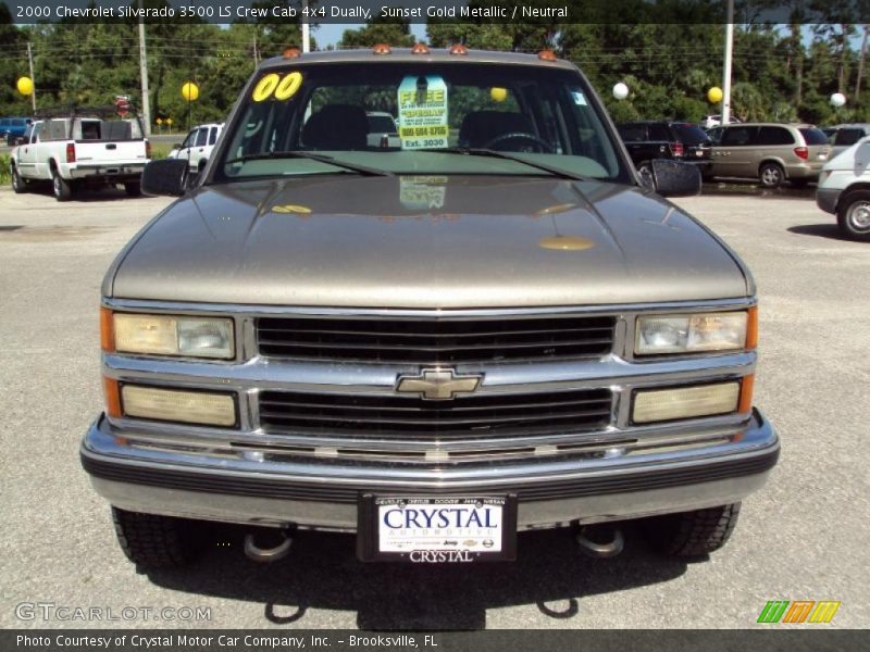 Sunset Gold Metallic / Neutral 2000 Chevrolet Silverado 3500 LS Crew Cab 4x4 Dually