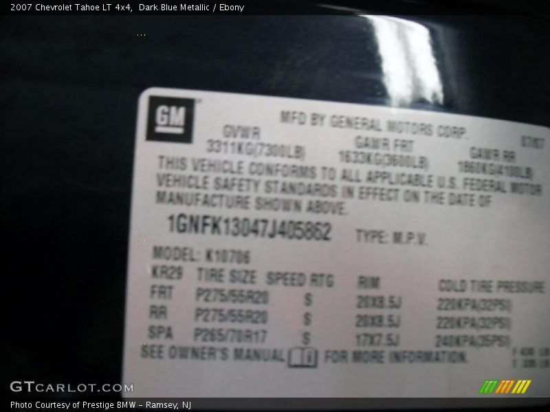 Dark Blue Metallic / Ebony 2007 Chevrolet Tahoe LT 4x4