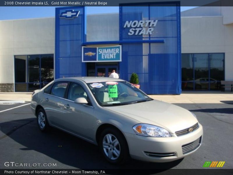 Gold Mist Metallic / Neutral Beige 2008 Chevrolet Impala LS