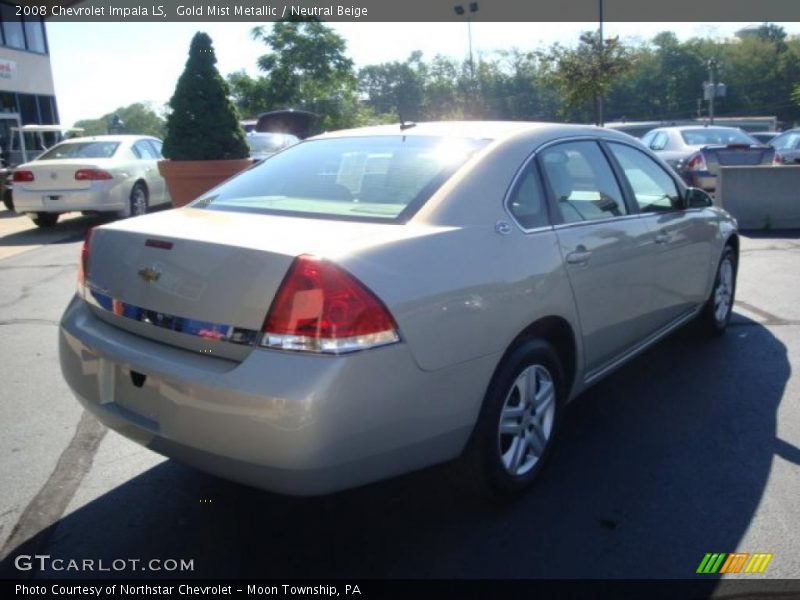 Gold Mist Metallic / Neutral Beige 2008 Chevrolet Impala LS