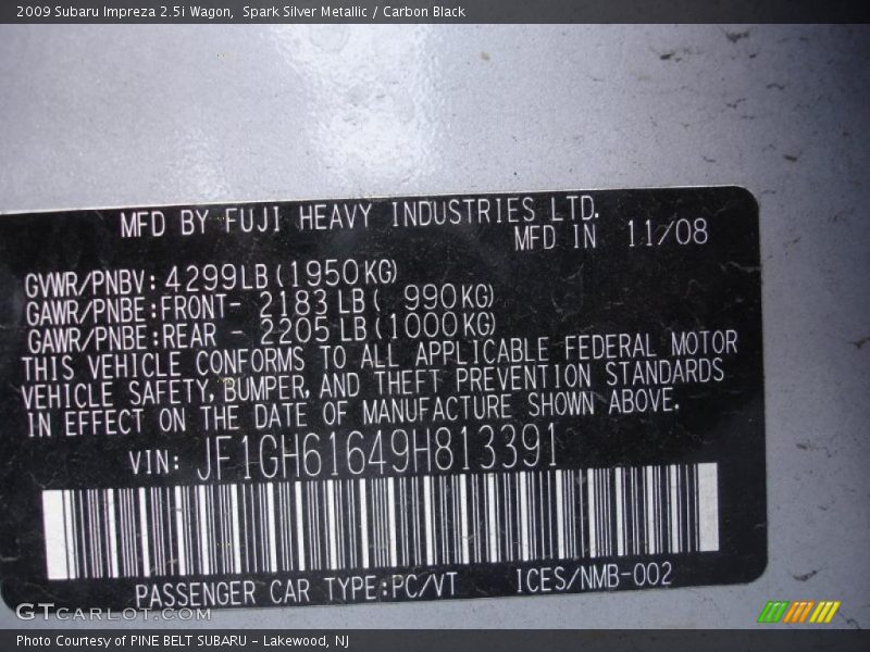 Spark Silver Metallic / Carbon Black 2009 Subaru Impreza 2.5i Wagon