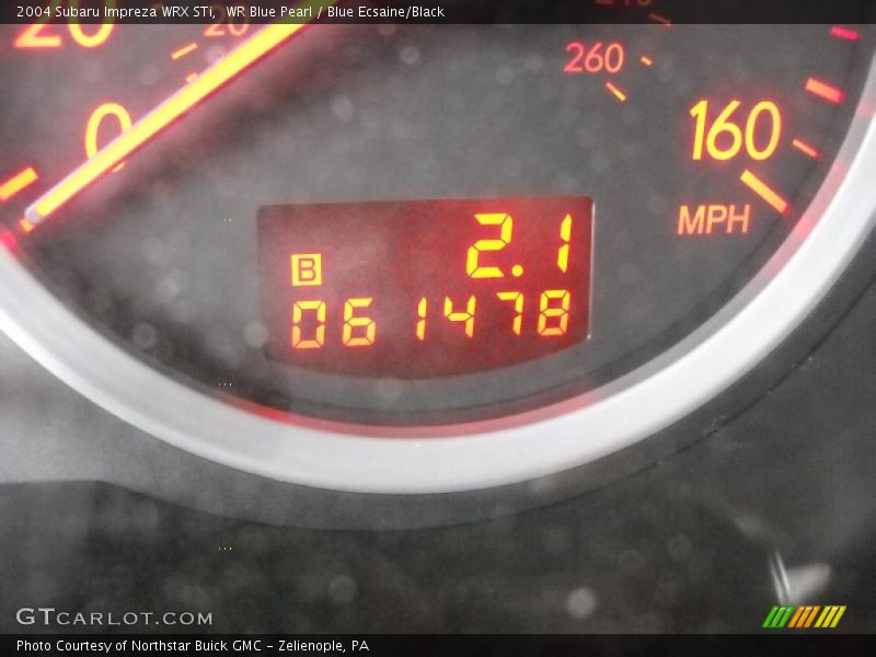 WR Blue Pearl / Blue Ecsaine/Black 2004 Subaru Impreza WRX STi