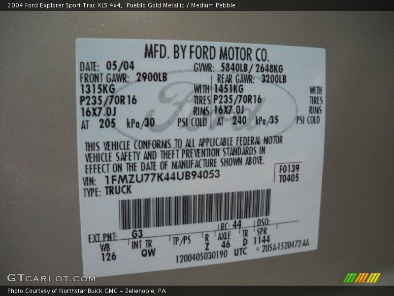 Pueblo Gold Metallic / Medium Pebble 2004 Ford Explorer Sport Trac XLS 4x4