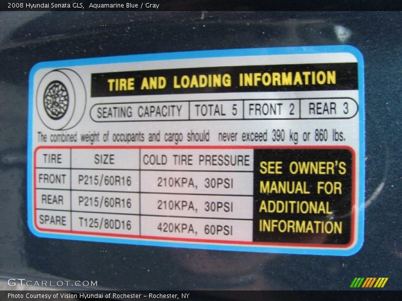 Aquamarine Blue / Gray 2008 Hyundai Sonata GLS