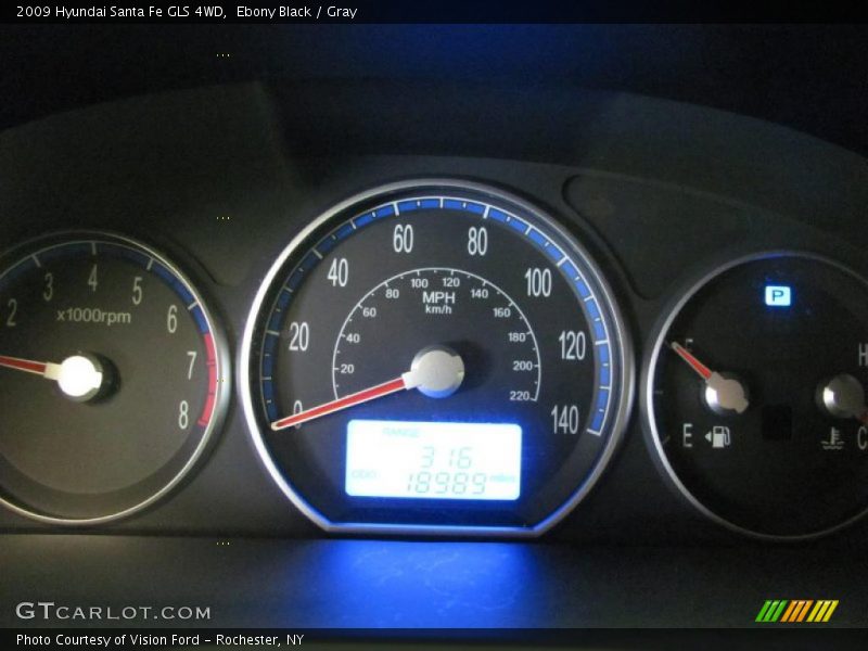 Ebony Black / Gray 2009 Hyundai Santa Fe GLS 4WD