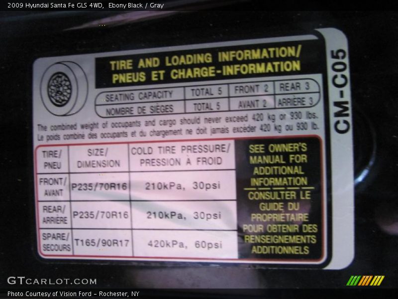 Ebony Black / Gray 2009 Hyundai Santa Fe GLS 4WD