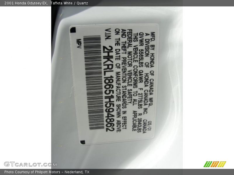 Taffeta White / Quartz 2001 Honda Odyssey EX