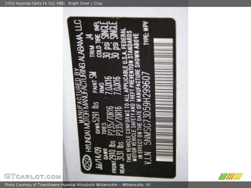 Bright Silver / Gray 2009 Hyundai Santa Fe GLS 4WD