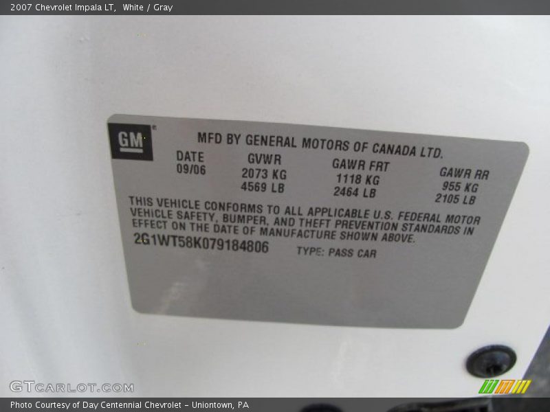 White / Gray 2007 Chevrolet Impala LT