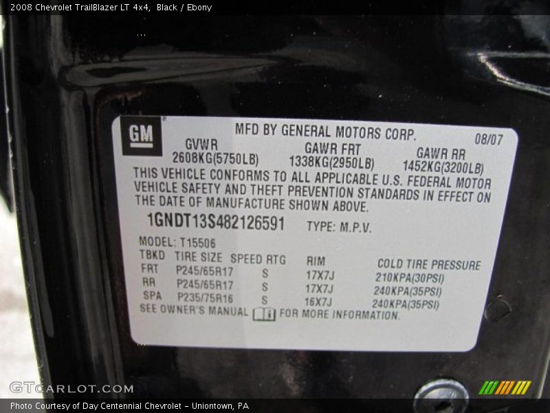 Black / Ebony 2008 Chevrolet TrailBlazer LT 4x4