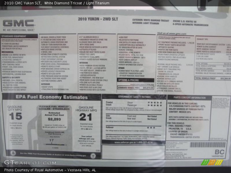 White Diamond Tricoat / Light Titanium 2010 GMC Yukon SLT