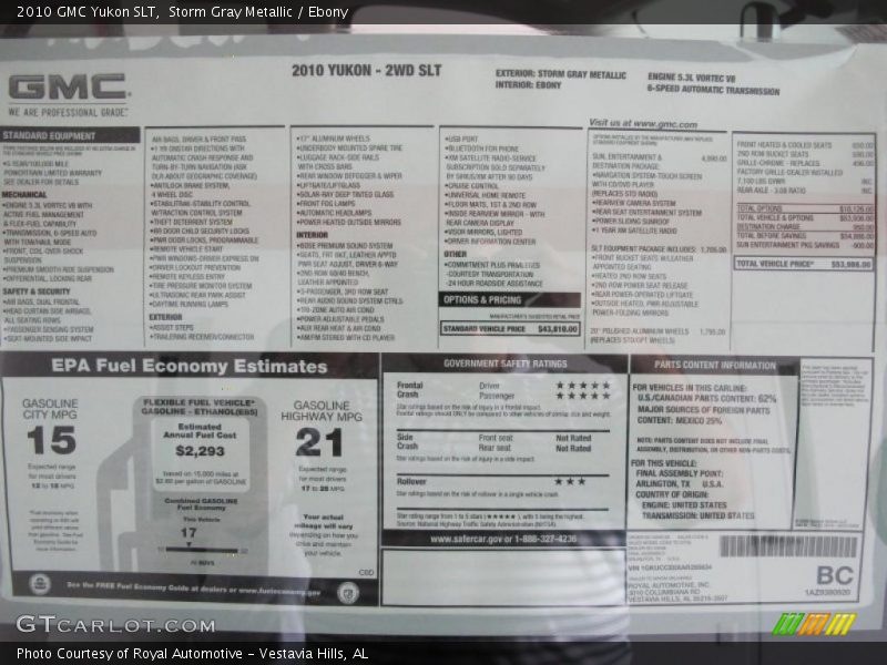 Storm Gray Metallic / Ebony 2010 GMC Yukon SLT