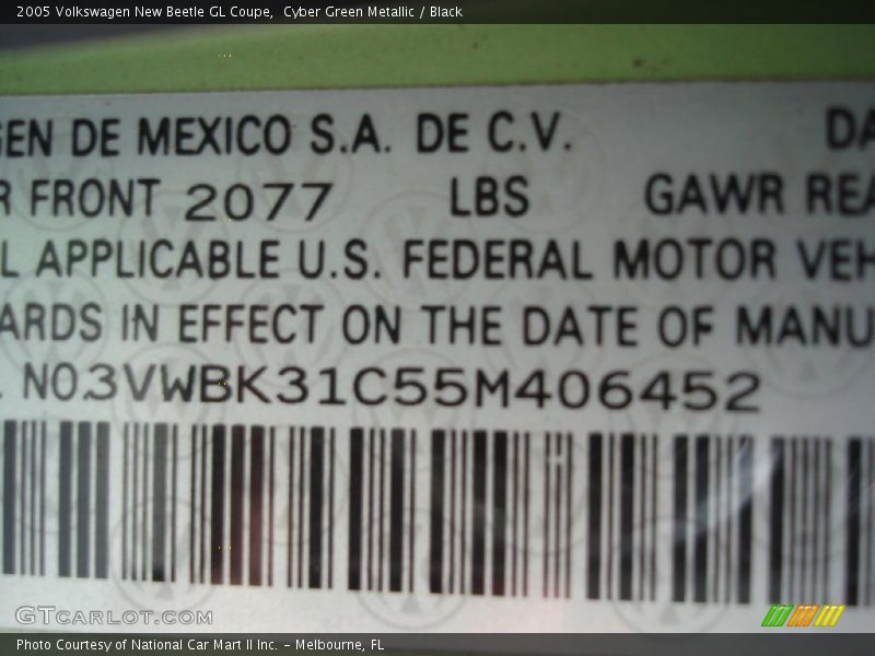 Cyber Green Metallic / Black 2005 Volkswagen New Beetle GL Coupe