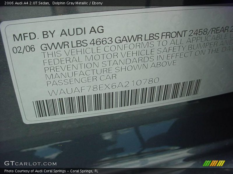 Dolphin Gray Metallic / Ebony 2006 Audi A4 2.0T Sedan