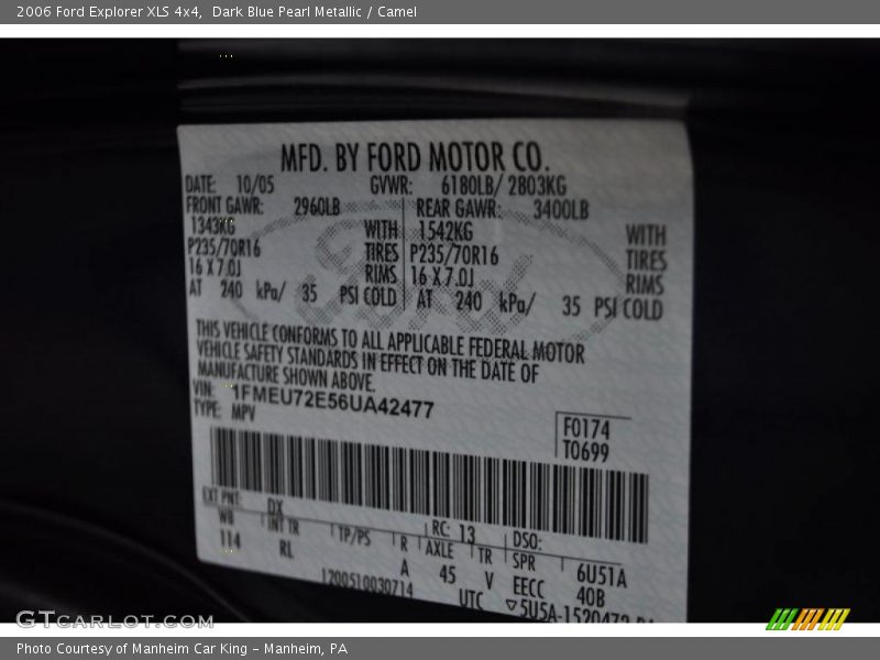 Dark Blue Pearl Metallic / Camel 2006 Ford Explorer XLS 4x4