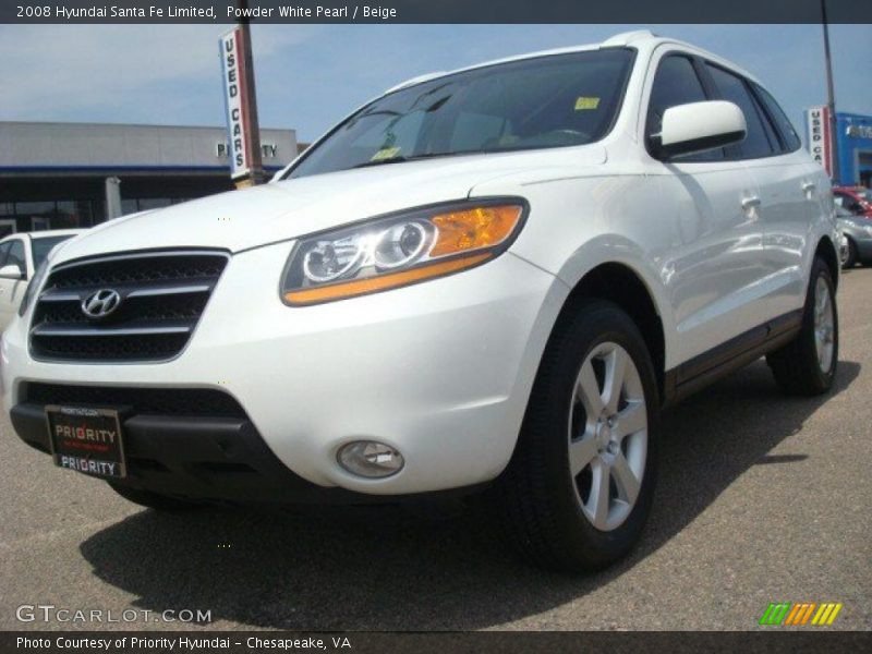 Powder White Pearl / Beige 2008 Hyundai Santa Fe Limited