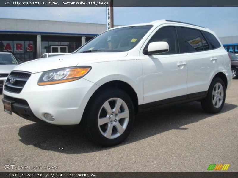 Powder White Pearl / Beige 2008 Hyundai Santa Fe Limited