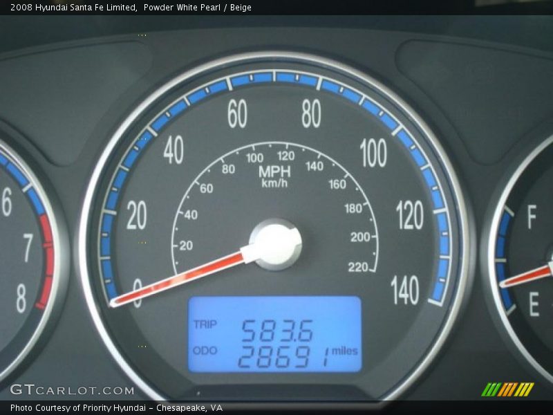 Powder White Pearl / Beige 2008 Hyundai Santa Fe Limited
