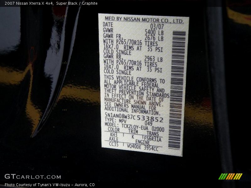 Super Black / Graphite 2007 Nissan Xterra X 4x4