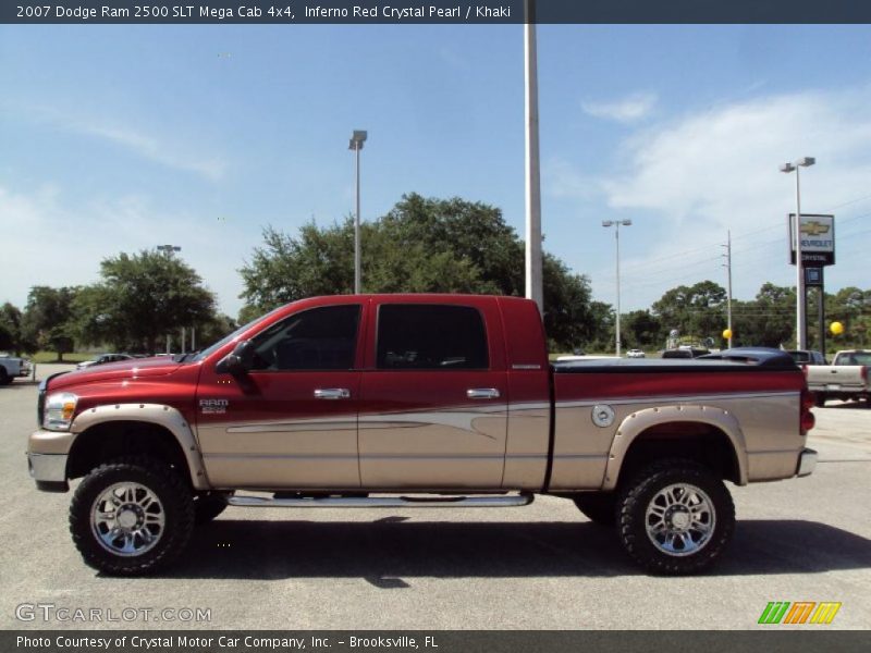 Inferno Red Crystal Pearl / Khaki 2007 Dodge Ram 2500 SLT Mega Cab 4x4