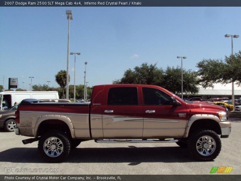 Inferno Red Crystal Pearl / Khaki 2007 Dodge Ram 2500 SLT Mega Cab 4x4