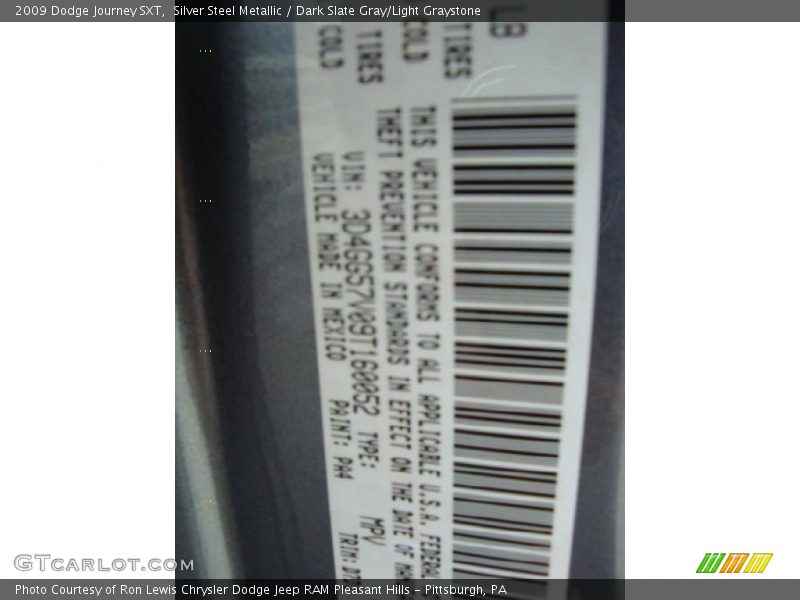 Silver Steel Metallic / Dark Slate Gray/Light Graystone 2009 Dodge Journey SXT