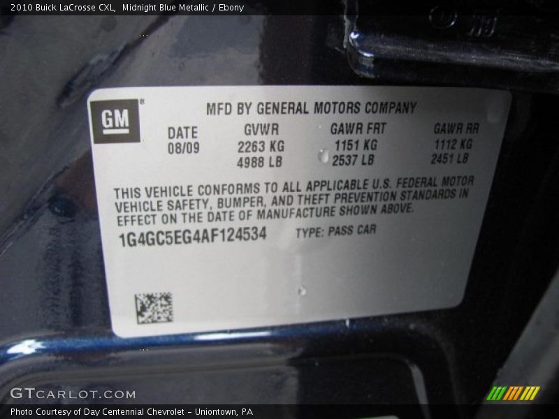 Midnight Blue Metallic / Ebony 2010 Buick LaCrosse CXL