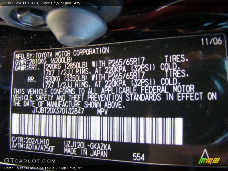 Black Onyx / Dark Gray 2007 Lexus GX 470