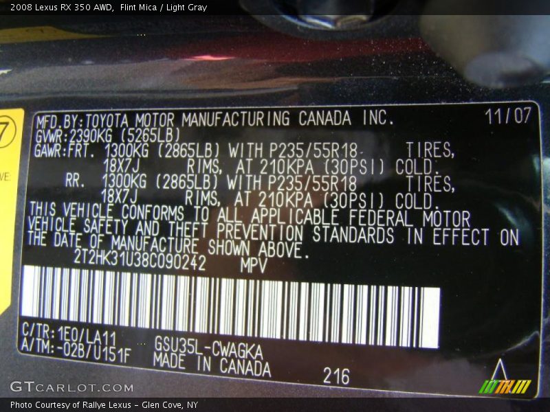 Flint Mica / Light Gray 2008 Lexus RX 350 AWD