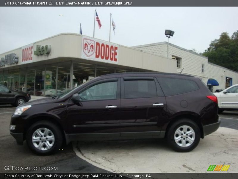 Dark Cherry Metallic / Dark Gray/Light Gray 2010 Chevrolet Traverse LS