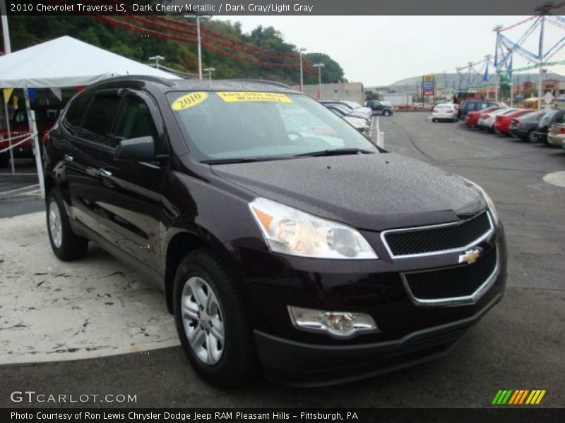 Dark Cherry Metallic / Dark Gray/Light Gray 2010 Chevrolet Traverse LS