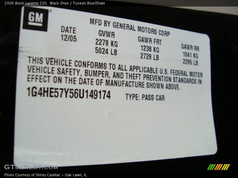 Black Onyx / Tuxedo Blue/Shale 2006 Buick Lucerne CXS