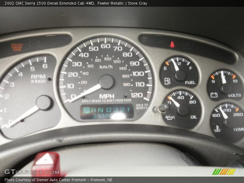Pewter Metallic / Stone Gray 2002 GMC Sierra 1500 Denali Extended Cab 4WD