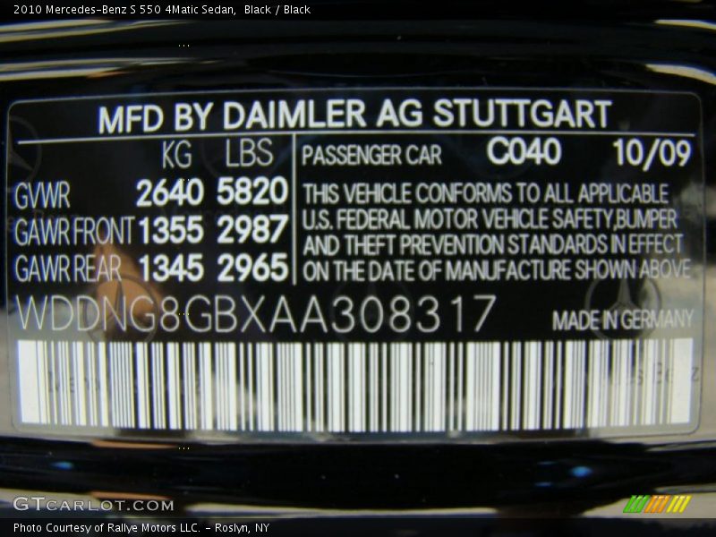 Black / Black 2010 Mercedes-Benz S 550 4Matic Sedan