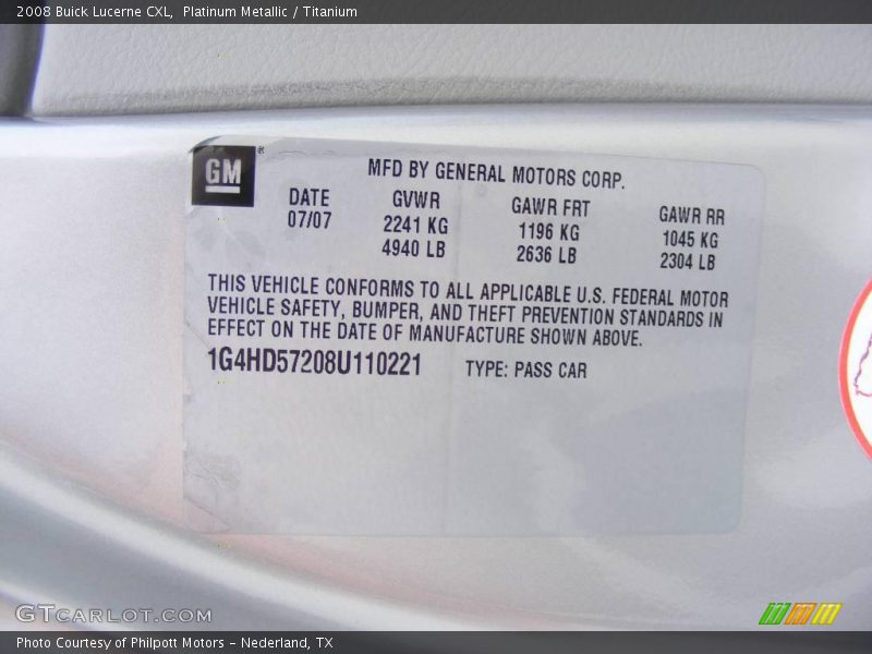 Platinum Metallic / Titanium 2008 Buick Lucerne CXL