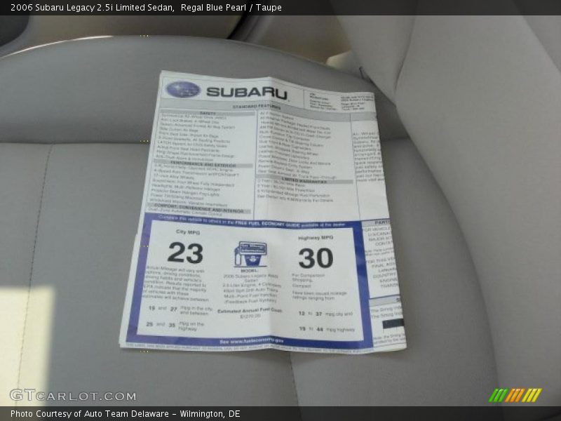 Regal Blue Pearl / Taupe 2006 Subaru Legacy 2.5i Limited Sedan