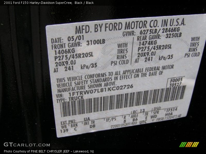 Black / Black 2001 Ford F150 Harley-Davidson SuperCrew