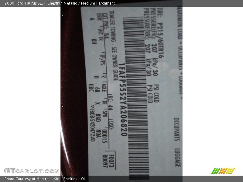 Chestnut Metallic / Medium Parchment 2000 Ford Taurus SES